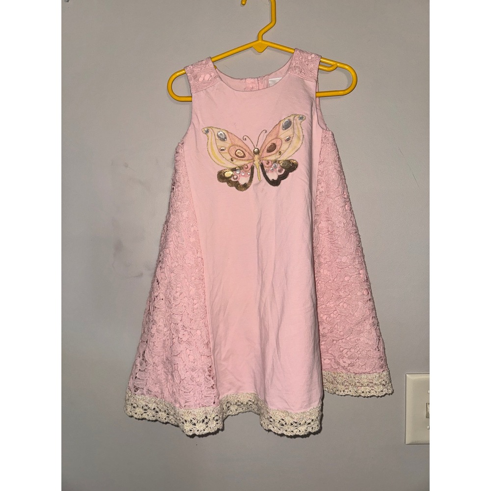 Jillian's Closet Girls Pink Butterfly Lace A-Line Dress Size 3T Sleeveless